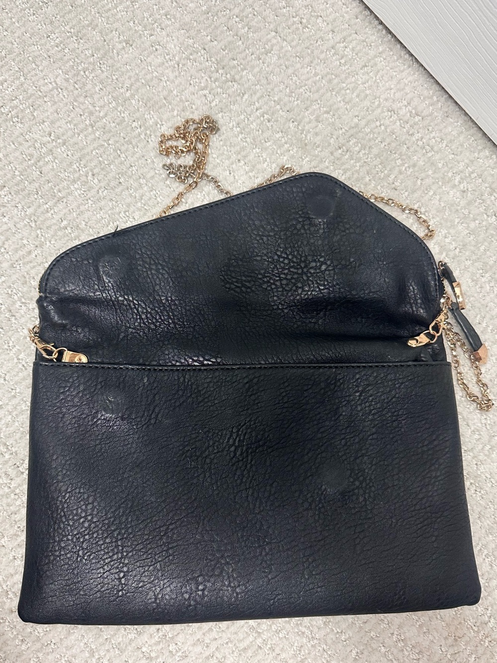Urban Expressions Black Crossbody Envelope Clutch with Gold Chain - Picture 2 of 7
